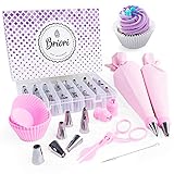 VIELSEITIG EINSETZBAR: Das dekorieren und formen mit dieses Frosting Set von Geburtstagtorten, Hochzeitskuchen, Plätzchen, Pralinen, oder auch Desserts war noch nie so einfach. Für Hochzeitstage, Geburtstage oder für den liebsten können Sie verschiede Muster auf Torten und Muffins verzieren. Egal ob Profi oder Anfänger. Mit diesem Spritzbeutel Set wird Ihnen das dekorieren von Figuren wie Blüten, Tulpen, Rosen, Blumen, Kekse mit Sahne, Zuckerguß oder Fondant eine große Freude bereiten.