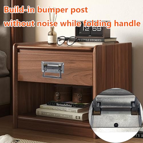 Image of Recessed Pull Handle, Heavy Duty Hatch Pull Handle Container Handle, Silver Zinc Alloy Flush Pull Handles for Toolbox, Deck Hatch, Drawer Access, 3.7 inchx2.4 inch