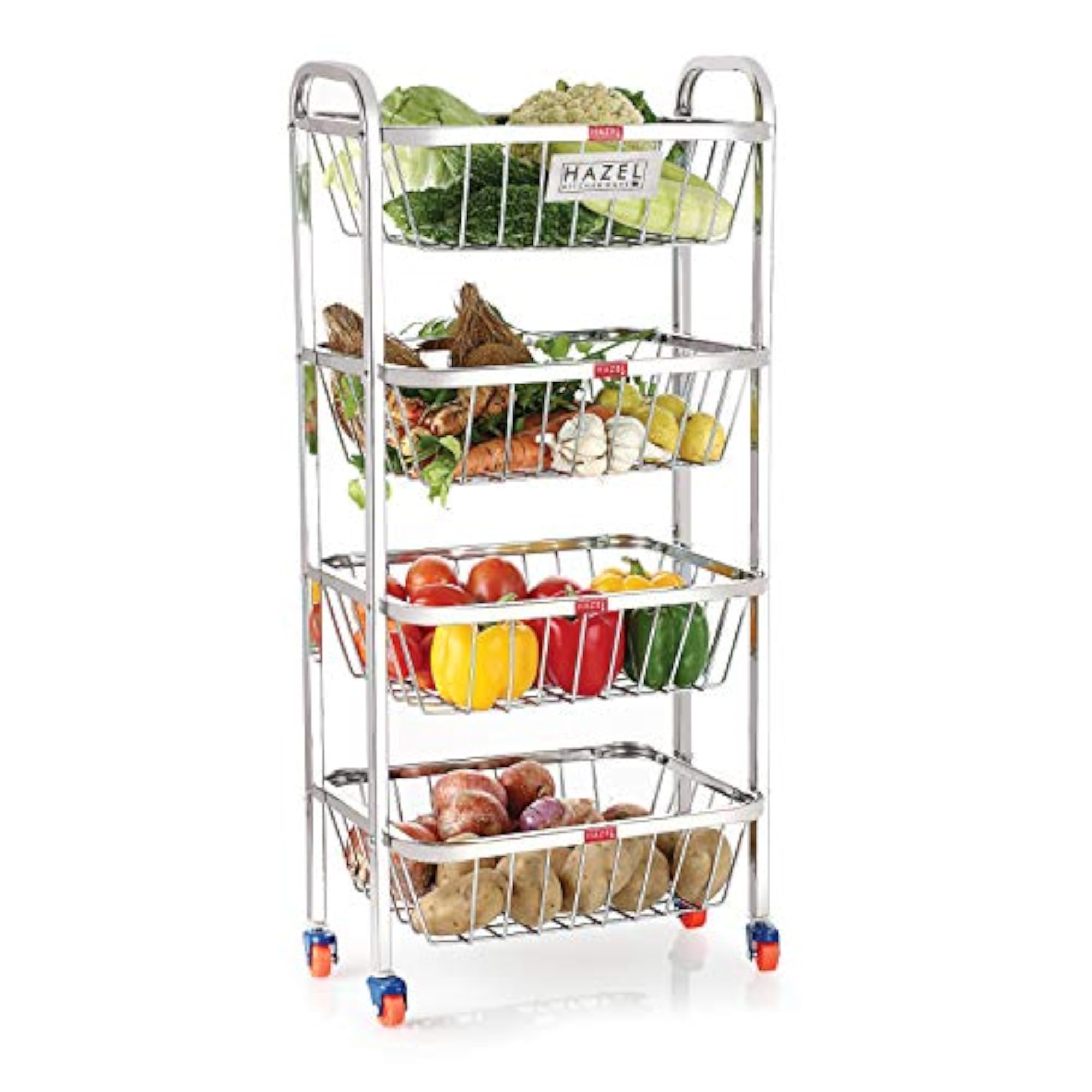 Stainless Steel Fruit Basket Trolley with Wheels
