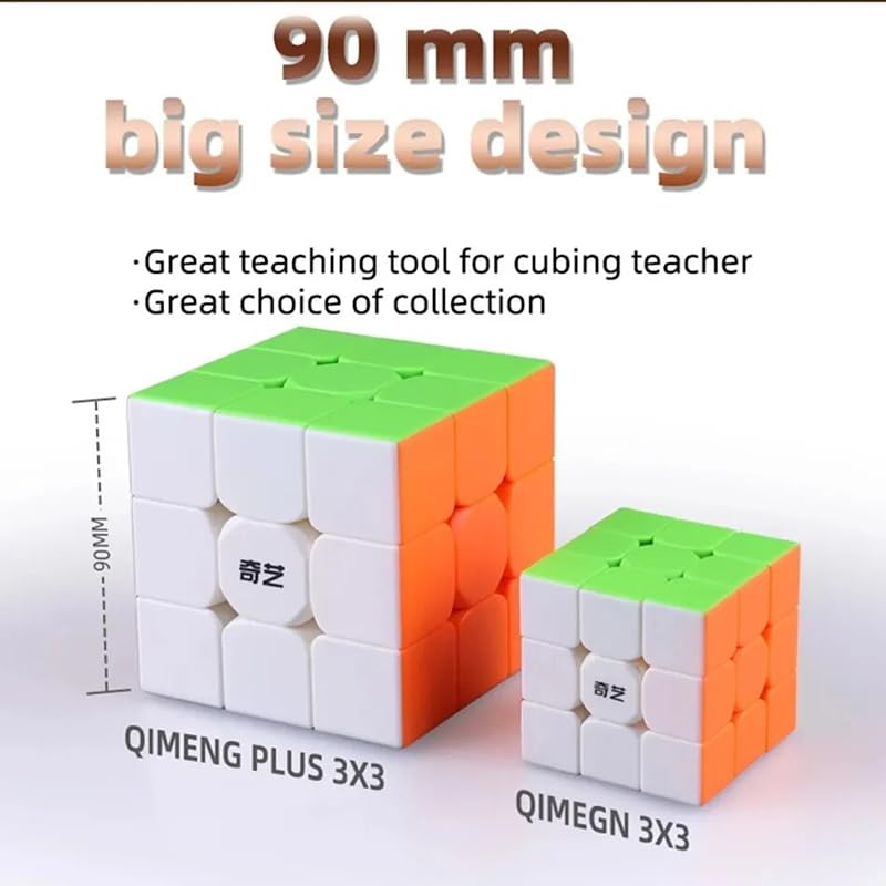 Image of HAWKISTER Qiyi Qimeng Plus 3X3X3 Cube (9 CM Big Size) Stickerless Magic Puzzle Cube, 6+ Years
