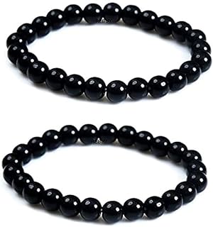 REBUY Black Tourmaline Stone Bracelet For Both Men & Women | Reiki Crystal Healing Bracelet Help To Protect Against Negative Energy | 8mm Bead size (2)