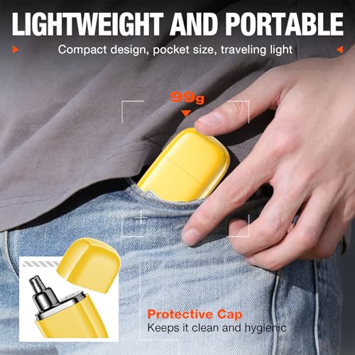 Image of yoose Nose Hair Trimmer, Alloy Nose Trimmer for Men and Women, Yellow | IPX7 Waterproof, USB-C Rechargeable, Travle Size Nose Trimmers, Dual-Edge Blade, Painless Trimming, Long-Lasing, Low Noise