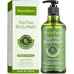 Roycederm Tea Tree Body Wash & Soap, Purifying and Refreshing Body Cleanser with Tea Tree Oil & Wormwood, Moisturizing Body Wash Helps Soothe Skin, Suitable for Men and Women, 16.9 Fl Oz