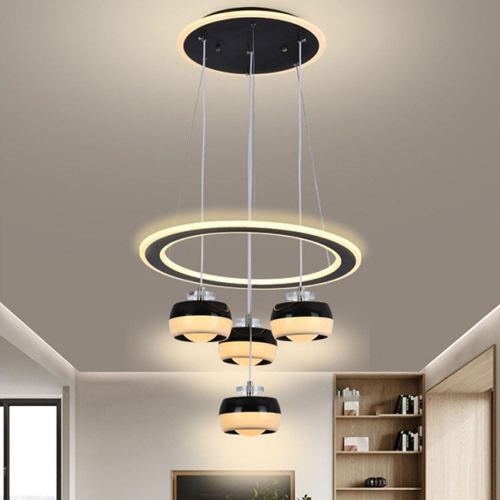 Lampe suspendue à LED noire à 4 têtes réglable pour îlot