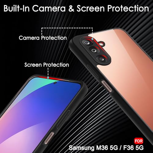 Image of TheGiftKart Hybrid Shockproof Back Cover Case for Samsung Galaxy M36 5G / F36 5G | Hard Back Cover Case for Samsung Galaxy M36 5G / F36 5G (PC & TPU, Transparent Clear Back, Black Sides)