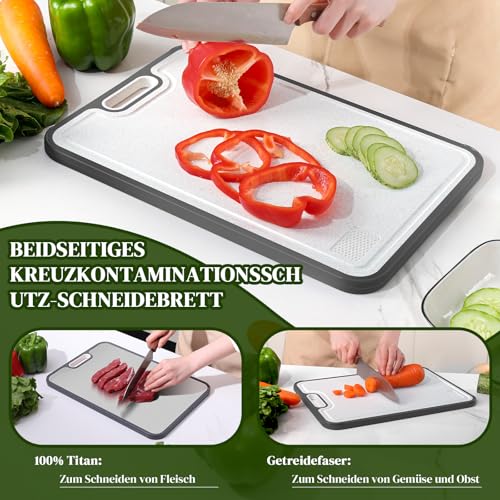 Planche à découper en titane 2 en 1 hygiénique résistante aux rayures avec rainure - 6