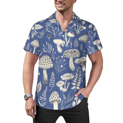 TiwBski Funny Mushroom Graphic Button Down Shirt for Men Short Sleeve Colorful Beach Shirt Hawaiian Shirts4