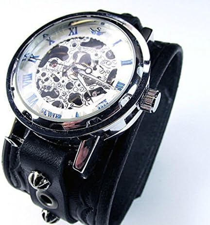Steampunk Wrist Watch, Leather Watch, Skeleton watch, Leather Cuff Watch, Bracelet Watch, Watch Cuff, Brown Watch, Vilon Leather - 03S-1