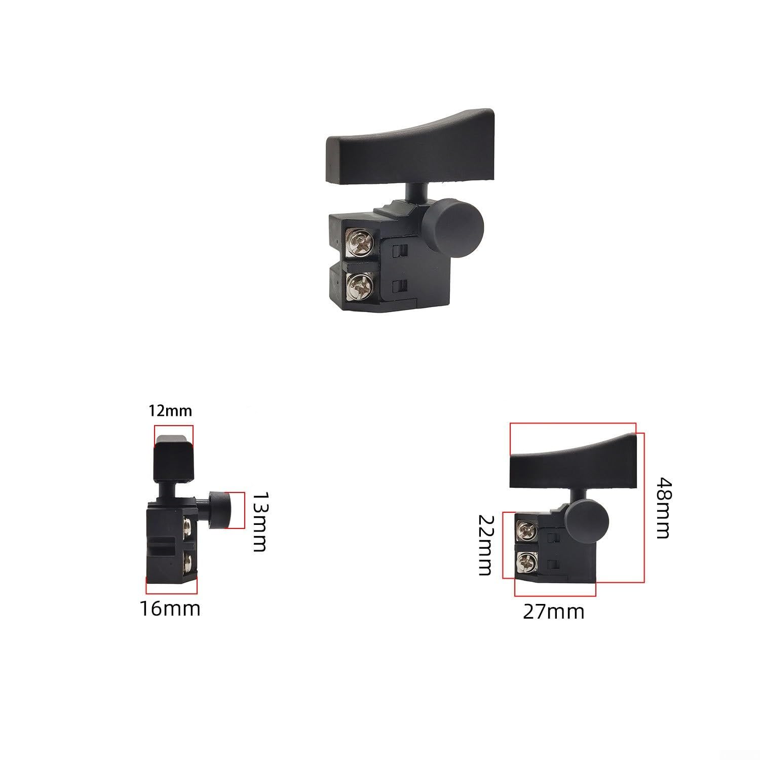 Interruttore elettrico per motosega senza spazzole al litio con blocco di sicurezza per motoseghe senza fili da 30,5 cm e 40,6 cm, struttura in metallo-plastica, 4,15 x 2,7 x 4,8 cm