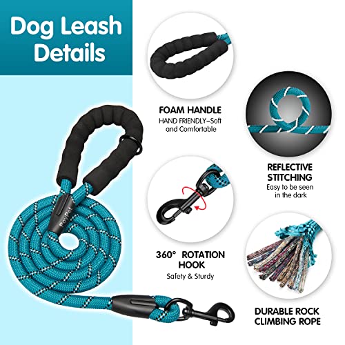 Poypet No Pull Dog Harness And 5 Feet Leash Set, Release On Neck Reflective Adjustable Pet Vest, Front & Back 2 D-Ring And Soft Padded Pet Harness With Handle For Small To Large Dogs(Tumalo Teal,S) #TOP4