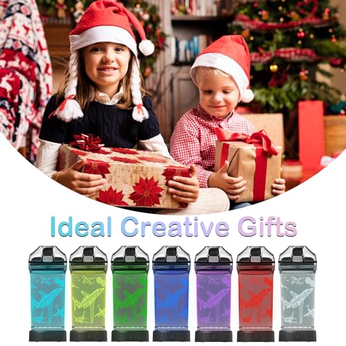 OkiyiD Airplane Water Bottle, Airplane Theme Light Up Sport Cup with 3D Glowing LED Aircraft Light, 14 OZ Tritan BPA Free - Image 4