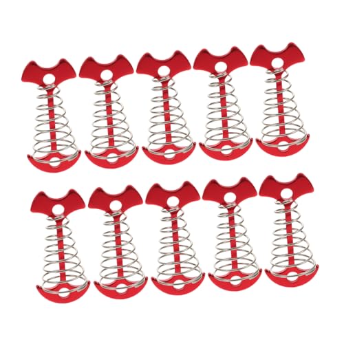 Toyvian 10pcs Portable Wind Rope Anchor Stakes with Spring Buckle Fish Bone Tent Anchors for Secure Setup Wooden Decks Lightweight and Wear Resistant for Outdoor Camping