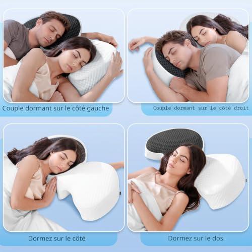 Oreiller couple mousse à mémoire HOMCA confort ergonomique supérieur - 6