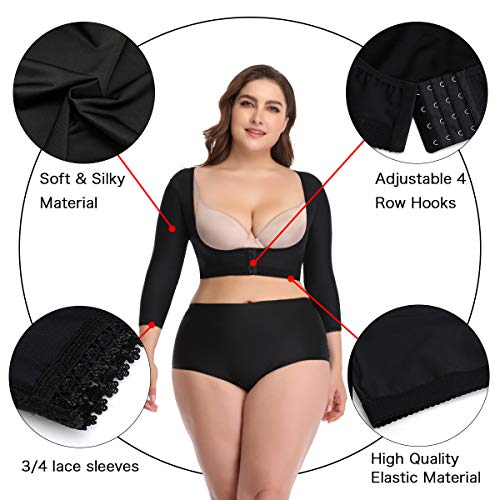 woahee Women's Arm Shaper Plus Size Arm Faja Compression Sleeve Garment Post Surgical Arm Shapewear3