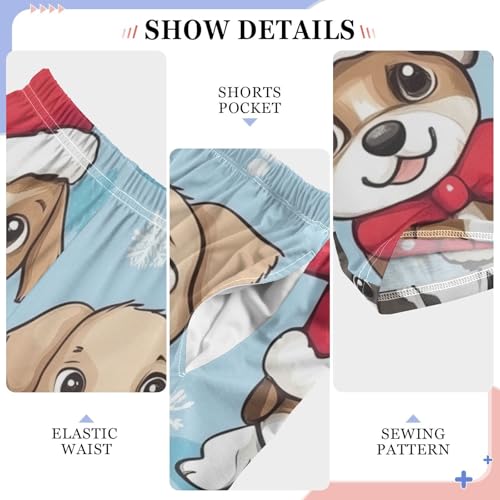 ZZXXB Xmas Puppy Dogs Boys Long Pants Soft Trousers Elastic Waist Kids Lounge Bottoms with Pockets S-XL4