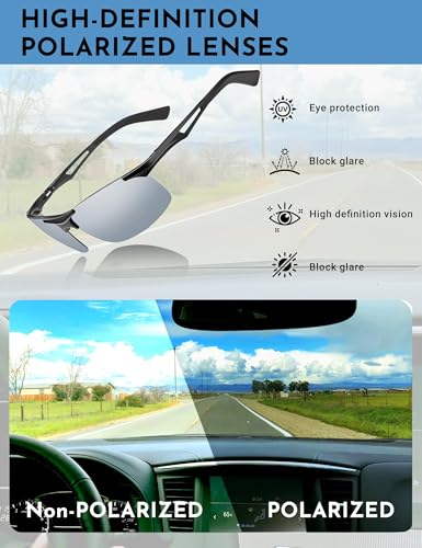 Image of BIRCEN Polarized Anti-Glare Sunglasses for Men: Lightweight Metal Wrap around Sun Glasses UV Protection for Driving Fishing