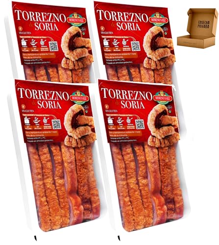 Torreznos de Soria Preparados - Envío 24 h - Listo para Freir -Panceta Semicurada y Adobada- Fácil de preparar. Medalla de Oro -Seleccionados por Cosecha Privada (4 x Pack 400g)