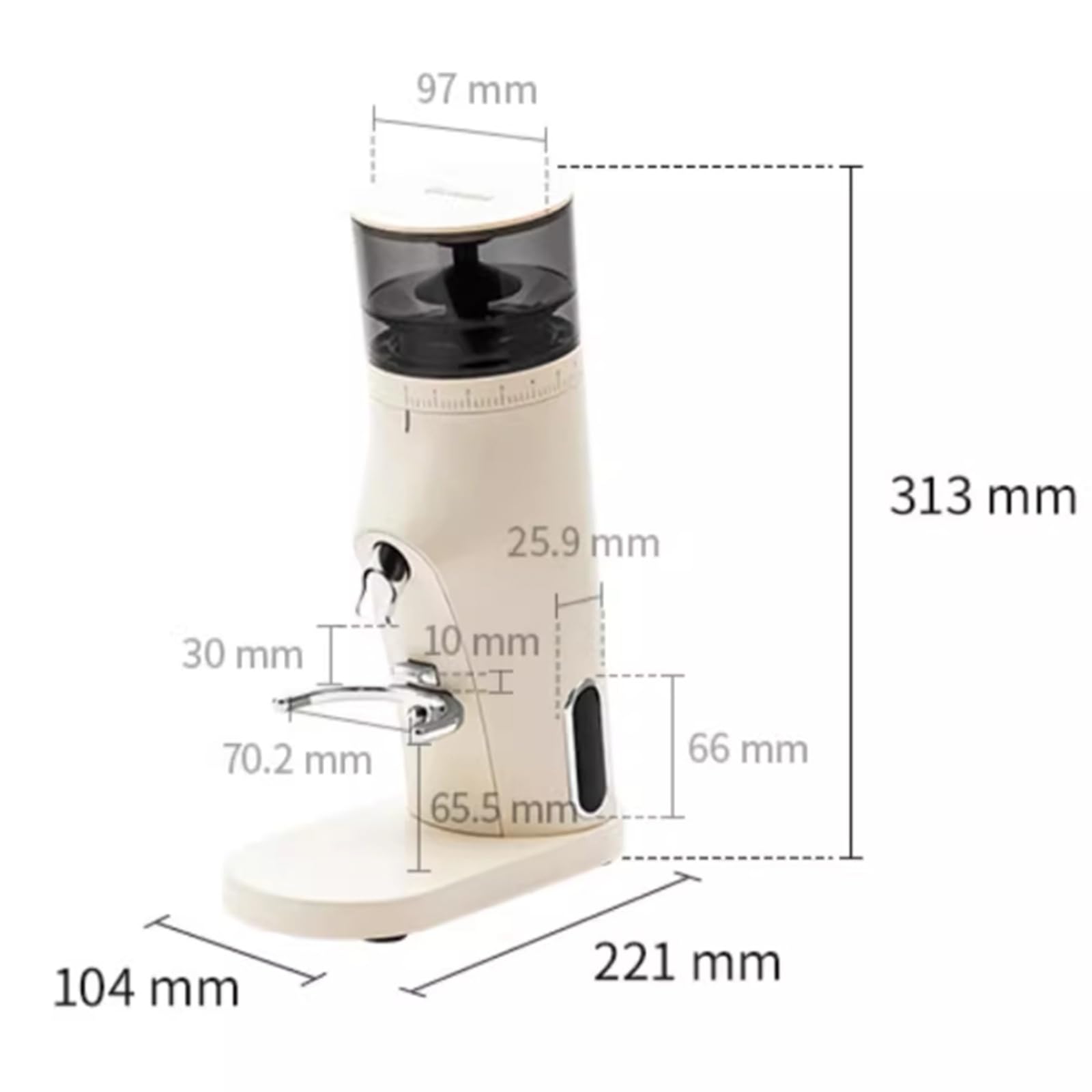 Elektryczny młynek do kawy, automatyczny młynek do espresso, z żarnami stożkowymi 38 mm, 60 ustawieniami dokładności mielenia, pojemność 80 g, do ziaren kawy, przypraw i ziół (A)