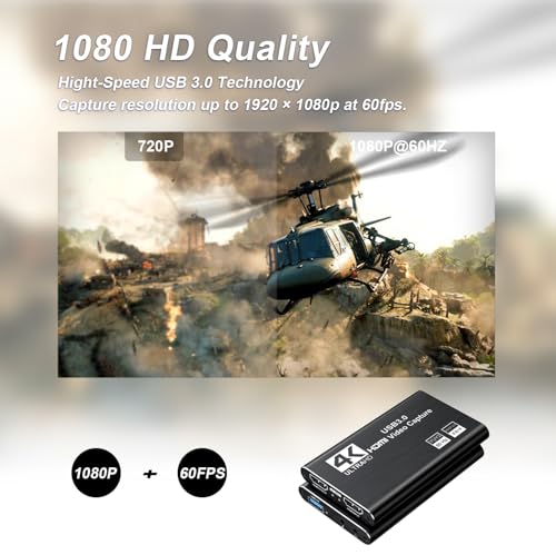 KGEAMP 4K HDMI Video Capture Card, USB3.0 1080P 60FPS Video Recorder, Nintendo Switch Capture Card for Streaming Gaming and Broadcasting (Black) - Image 4