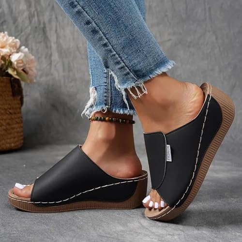 Women's Open Toe Casual Vacation Slippers Arch Support Sandals 2025 Orthopedic Platform Wedge Breathable Sandals3