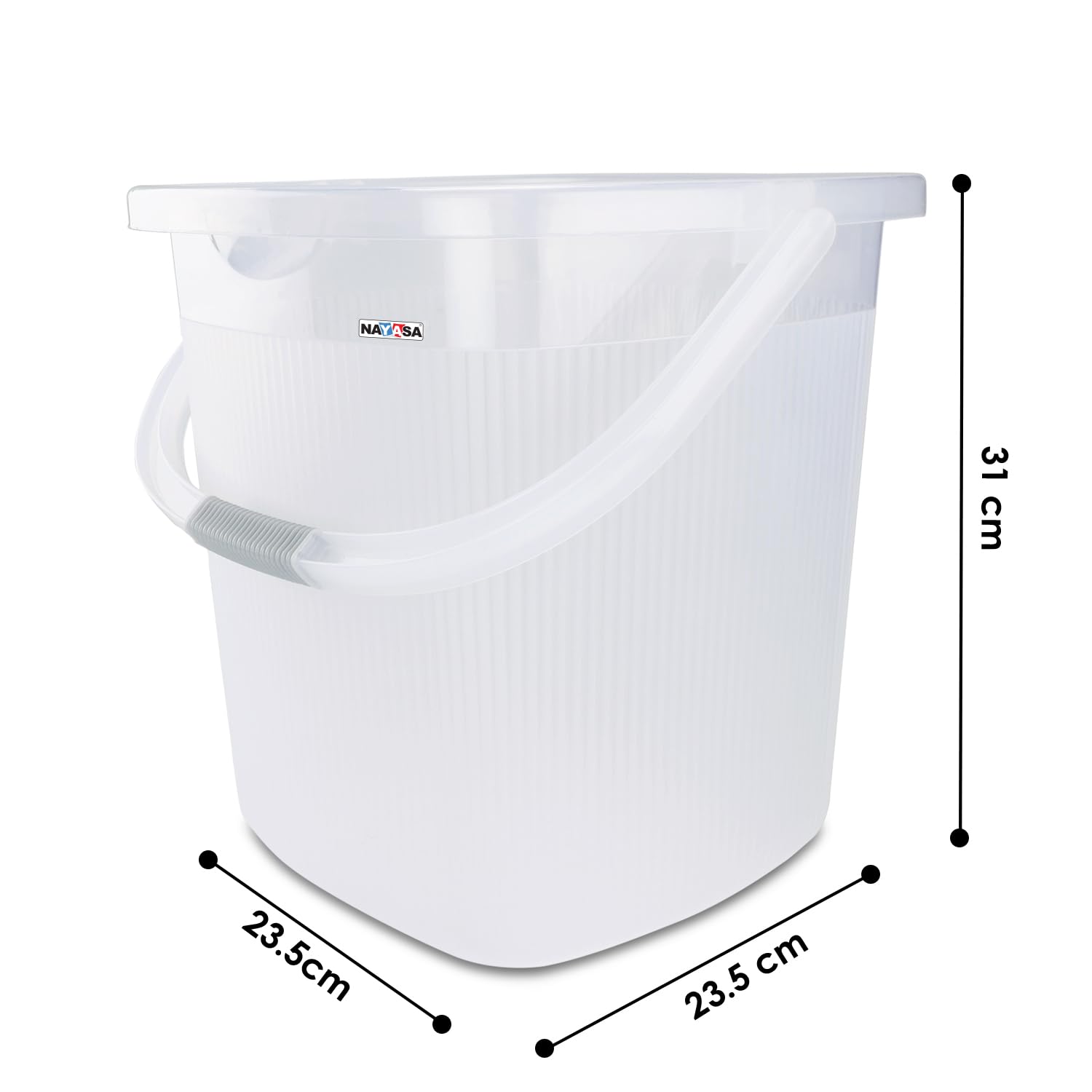 Nayasa Rimmy Plastic Bucket Set for Bathroom | Bucket and Mug (18 Liters & 1.5 Liters) | Bathroom Set of 2 | Bathroom Accessories Set | Bathroom Bucket Set | Transparent 1