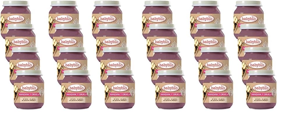 Babybio Tarrito Manzana Ciruela - 12 x 130g (Paquete de 2)