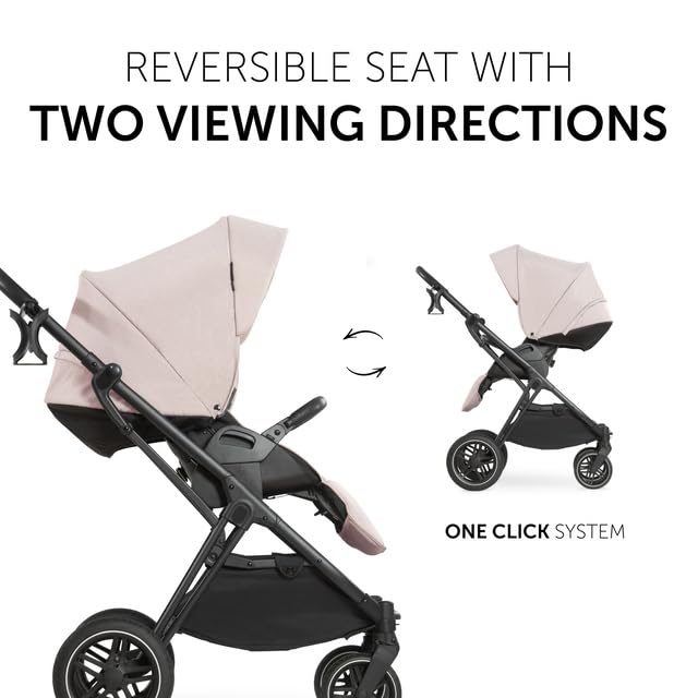Image of Hauck Vision X Set 2 in 1 Pram & Stroller - Premium Pushchair with Carrycot, Reversible Seat, One-Hand Recline, UPF 50+ Canopy, Rubber Wheels, Foldable Design, Suitable from Birth to 4 Years (Up to 22 kg), Melange Beige