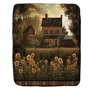 Primitive Country Home Sunflower Throw Blanket Farmhouse Wild Grass Soft and Comfortable Fleece Flannel Big Blanket for Bedding Office Sofa and Chair Decor Gift (60 x 80 inches) Primitive Country Home Sunflower Throw Blanket Farmhouse Wild Grass Soft and Comfortable Fleece Flannel Big Blanket for Bedding Office Sofa and Chair Decor Gift 60 x 80 inches