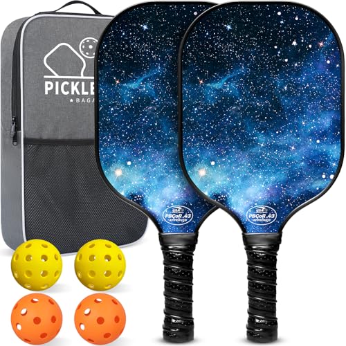 Image of BAGAIL Pickleball Paddles, USAPA Approved Fiberglass Surface Pickleball Set, Lightweight Pickle Ball Rackets with 4 Balls, 1 Bag, Designed in California for Traction and Stability