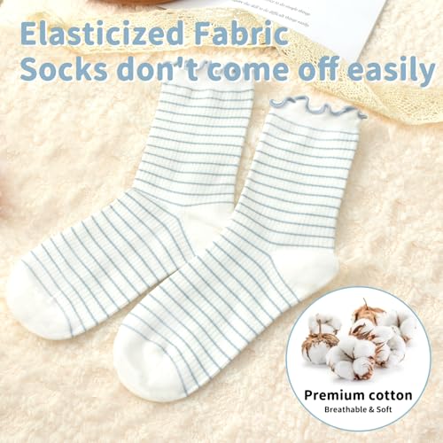 Women Striped Socks, Cute Ankle Calf Sock for Women Cotton Knit Size 5-9, Medium Casual Women’s Novelty Socks3