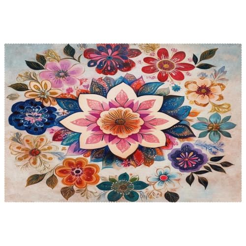 Sets de table anti-chaleur Hipple Florals pour éliminer le risque de taches et glissements - 2