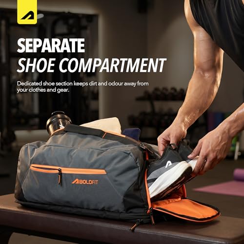 Image of Boldfit Premium Gym Bag for Men & Women, Waterproof & Organized Duffle Bag with Adjustable Shoulder Strap, Gym Bag with Shoe Compartment, 33L Sports Duffel Bags for Women