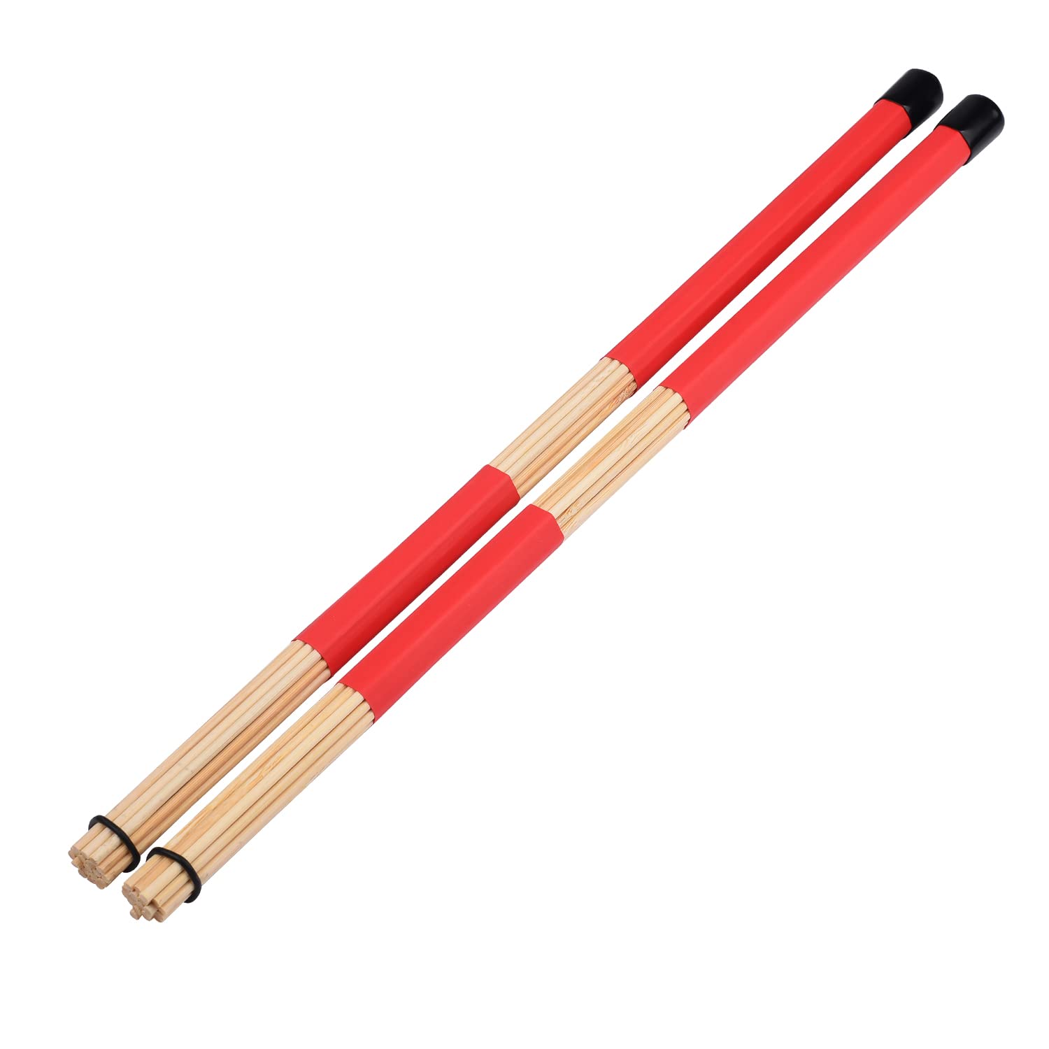 Jazz - Bacchette per batteria, bacchette in bambù, per musica jazz e folk (rosso)