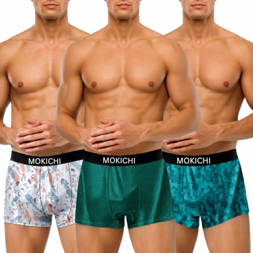 Image of Men's Premium Microfiber Printed Boxer Briefs for Men | Soft, Breathable, Stretchable Innerwear | Moisture Wicking Comfort Trunks Prints