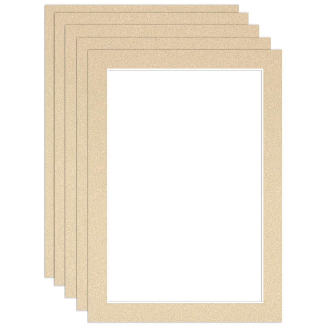 Procut Global 7x5" Ivory Picture Mounts to Fit 6x4" Aperture - Precision Cut Cardboard Photo Mount - Ideal for Frames, Prints, Artwork & Certificates - Sizes & Colours Available - 5 Pack