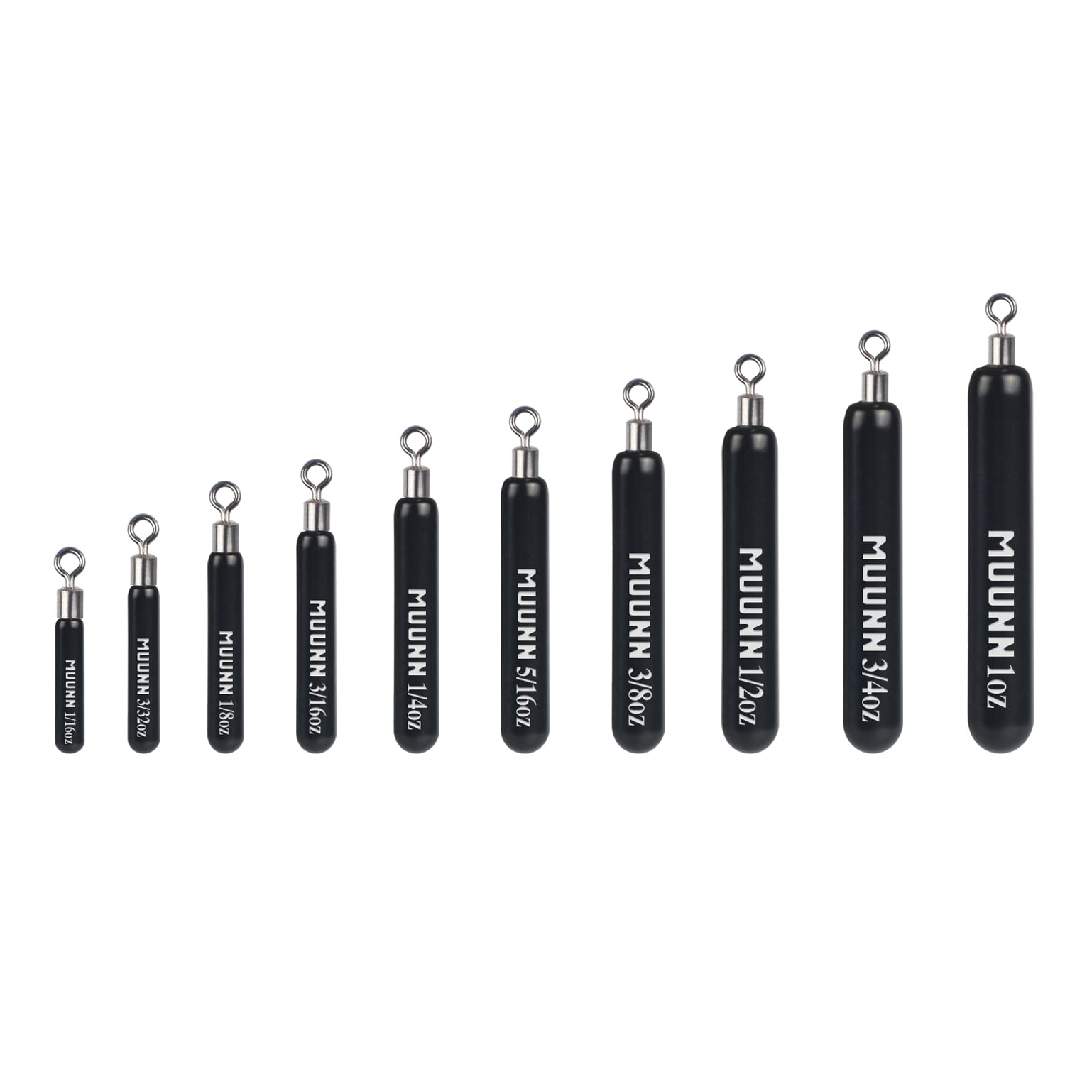 MUUNN 10 Pack Tungsten Free Rig Skinny Drop Shot Weights,Raindrop Free Rig Fishing Sinkers kit for Drop Shot Rig,97% Density Tungsten Fishing Weights