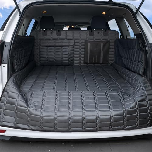 Reliadura SUV Cargo Liner for Dogs, Waterproof Pet Cargo Cover with Bumper Flap Protector, Scrachproof Non-Slip Dog Seat Mat for SUVs, Large Size Cargo Liner Universal Fit Black
