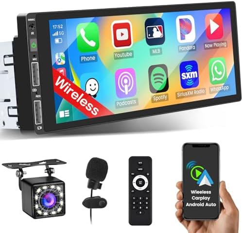 CAECHO Autoradio Bluetooth 1 Din CarPlay Android Auto édia Récepteur