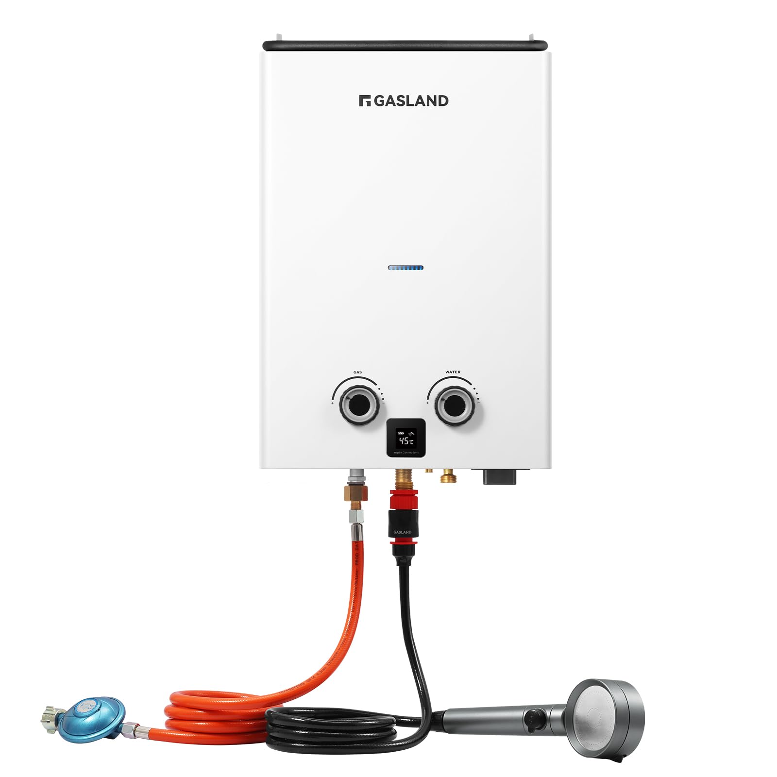 GASLAND Go Shower Series Durchlauferhitzer G10, ultraschlanker tragbarer 10 Liter Gas Warmwasserbereiter für den Außenbereich, Butan (50mbar)/Propan (50mbar), für Camping, Wohnmobil, Scheune