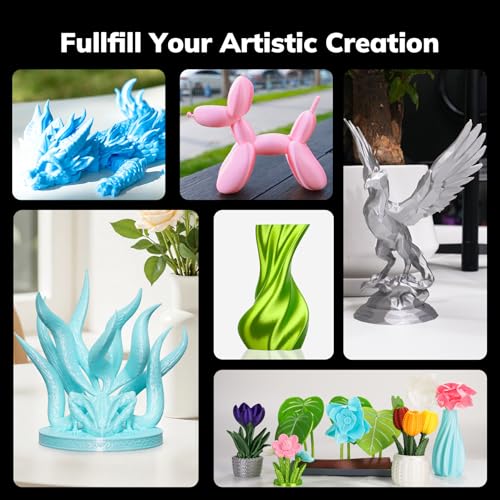 Image of AMOLEN PLA 3D Printer Filament,PLA Filament 1.75mm,Silk Filament Bundle,White,Sakura Pink,Neon Green,Baby Blue, 3D Printing Filament Bundle, 200gX 4 Spools