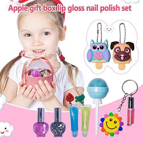 M&U Make You Up Kids Lip Gloss Set With Gift Box, 8Pcs Assorted Flavors Moisturizing Shimmer Glossy Set And Nail Polish For Kids And Teens Ages 5+ #TOP1