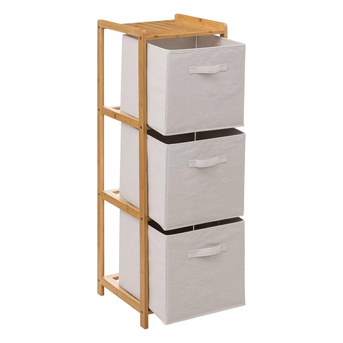 5five - scaffale tidy box con 3 cestini in bambù marrone