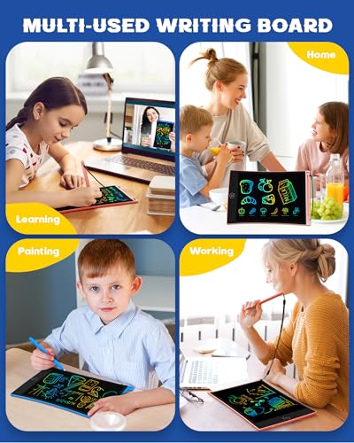 bravokids 2 Pack LCD Writing Tablet with Stylus, 8.5 inch Colorful Doodle Board Drawing Pad for Kids, Travel Games Activity Learning Toys, Birthday Gift for Age 3 4 5 6 7 8 Year Old Boys Girls - Thumbnail 4