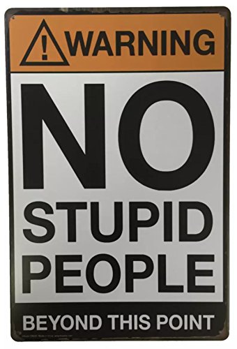 Tin Sign Warning No Stupid People Beyond This Point Metal Novelty Retro Vintage Wall Plaque 20x30cm Decorative Sign