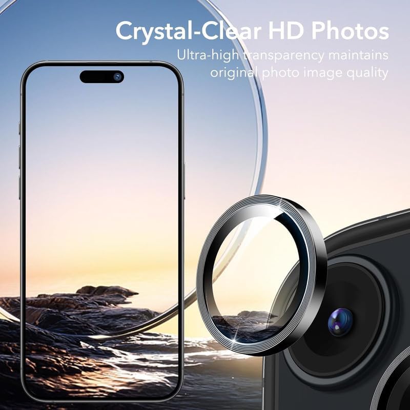 Image of FabeKee Camera Lens Protectors for Vivo Y21 5G Tough HD Individual Aluminum Alloy Lens Ring Cover, Scratch Resistant, Full Lens Cover| Black