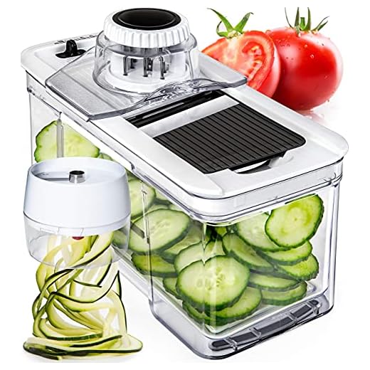 Adjustable Mandoline Slicer with Spiralizer Vegetable Slicer - Black Veggie Slicer Mandoline Food Slicer with Julienne Grater - V Slicer Mandoline Cutter Vegetable Cutter Zoodle Maker by Prep Naturals