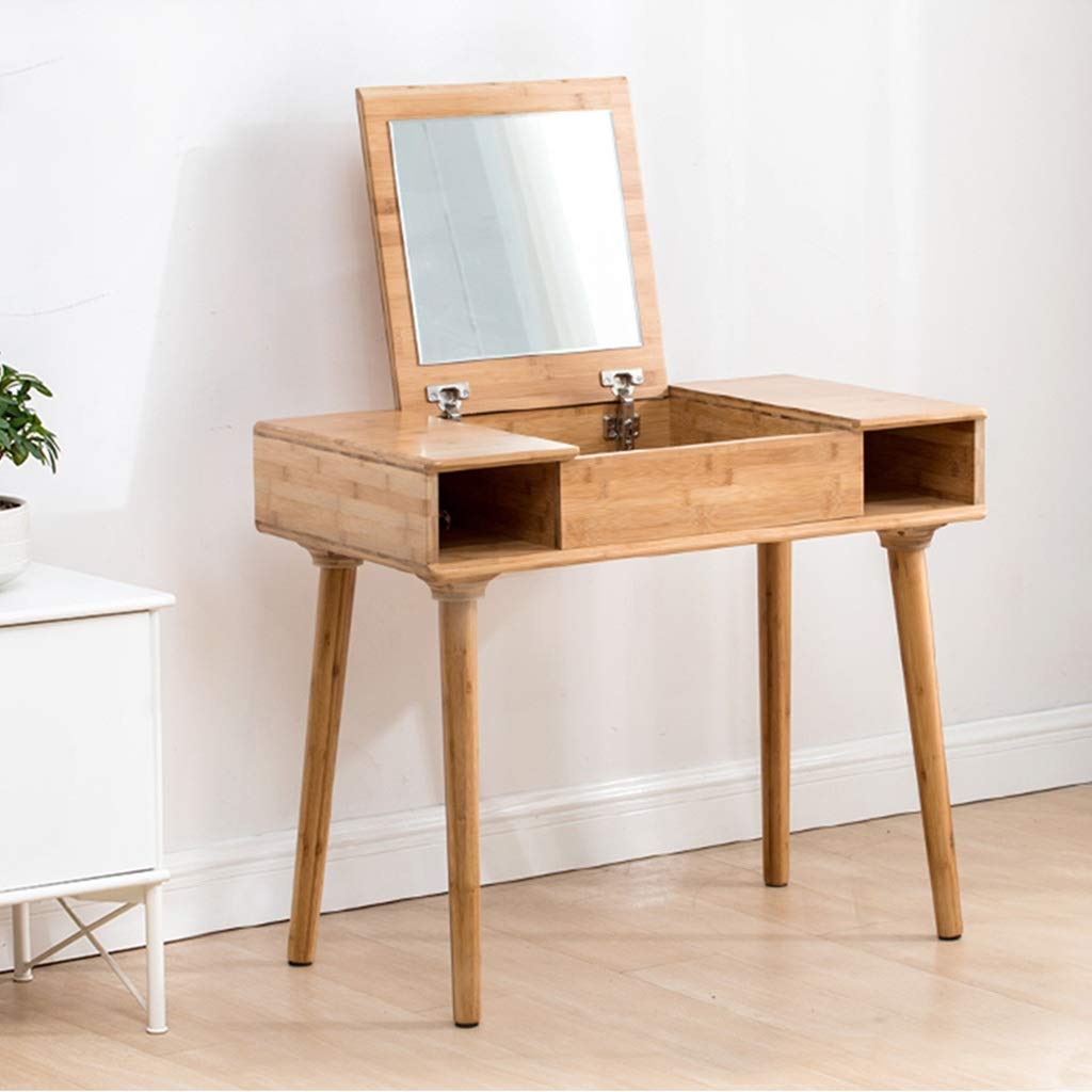 Tocador con espejo y almacenamiento de flip top organizador maquillaje de madera