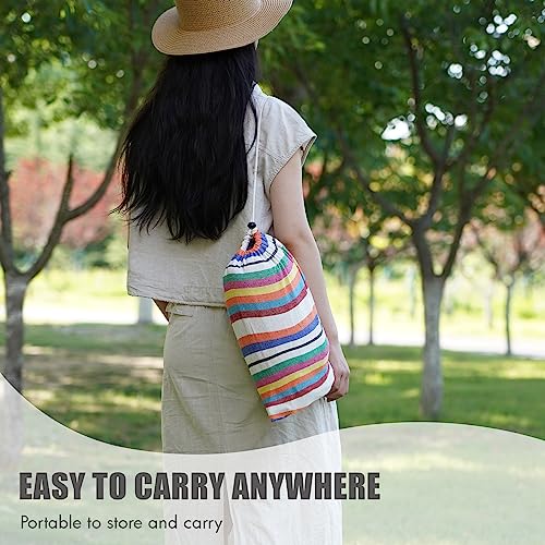 Image of INNO STAGE Brazilian Hammock with Tree Straps - Cotton Hammocks Portable Hammock with Carry Bag for Backyard, Porch, Outdoor and Indoor Use Mixcolor