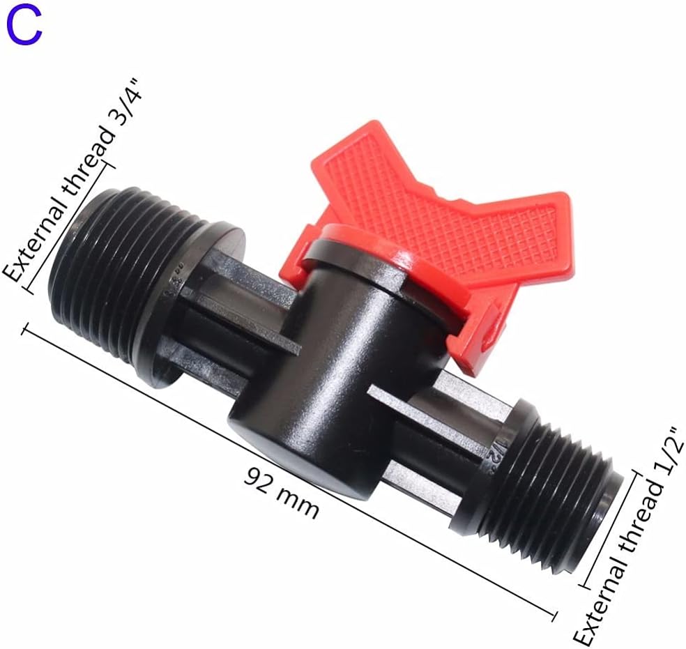 Hose Connector Adapter 5 Pcs Plastic Coupling Pipe Irrigation Hose Switch Valve 3 Models Switches Garden Watesupplies External Thread (Diameter : 3/4" | 1/2")/3/4"