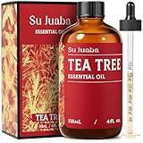 SU JUABA 4 Fl Oz Tea Tree Essential Oil, 100% Natural Aromatherapy Oil for Toenail, Skin, Face, Hair, Shampoo - 118ML